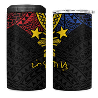 Philippines Heritage Baybayin Mix Polynesian 4 in 1 Can Cooler Tumbler LT7 One Size: 16 oz Black - Polynesian Pride