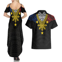 Philippines Heritage Baybayin Mix Polynesian Couples Matching Summer Maxi Dress and Hawaiian Shirt LT7 - Polynesian Pride