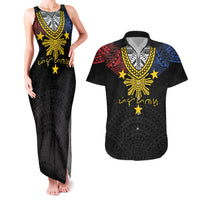 Philippines Heritage Baybayin Mix Polynesian Couples Matching Tank Maxi Dress and Hawaiian Shirt LT7 Black - Polynesian Pride