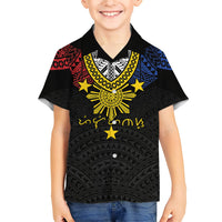 Philippines Heritage Baybayin Mix Polynesian Family Matching Long Sleeve Bodycon Dress and Hawaiian Shirt