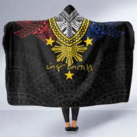 Philippines Heritage Baybayin Mix Polynesian Hooded Blanket LT7 One Size Black - Polynesian Pride