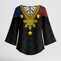 Philippines Heritage Baybayin Mix Polynesian Kimono Sleeve Blouse LT7 - Polynesian Pride