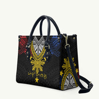 Philippines Heritage Baybayin Mix Polynesian Leather Bag LT7 Black - Polynesian Pride