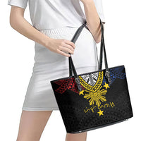Philippines Heritage Baybayin Mix Polynesian Leather Tote Bag LT7 - Polynesian Pride