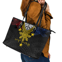 Philippines Heritage Baybayin Mix Polynesian Leather Tote Bag LT7 - Polynesian Pride