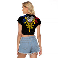 Philippines Heritage Baybayin Mix Polynesian Raglan Cropped T Shirt LT7 - Polynesian Pride