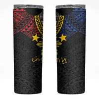 Philippines Heritage Baybayin Mix Polynesian Skinny Tumbler LT7 Black - Polynesian Pride