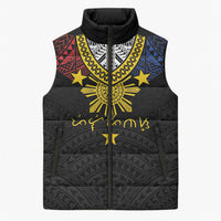 Philippines Heritage Baybayin Mix Polynesian Sleeveless Puffer Jacket LT7 Unisex Black - Polynesian Pride