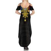 Philippines Heritage Baybayin Mix Polynesian Summer Maxi Dress LT7 - Polynesian Pride