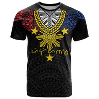 Philippines Heritage Baybayin Mix Polynesian T Shirt LT7 Black - Polynesian Pride