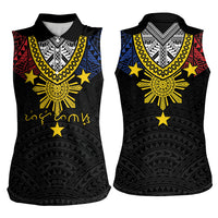 Philippines Heritage Baybayin Mix Polynesian Women Sleeveless Polo Shirt LT7 - Polynesian Pride