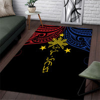 Philippines Heritage Area Rug Baybayin Philipinas Sun LT7 Black - Polynesian Pride