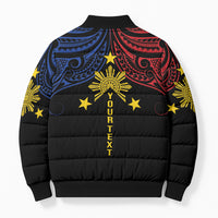 Philippines Heritage Personalized Bomber Puffer Jacket Baybayin Philipinas Sun LT7 - Polynesian Pride