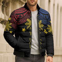 Philippines Heritage Personalized Bomber Puffer Jacket Baybayin Philipinas Sun LT7 - Polynesian Pride