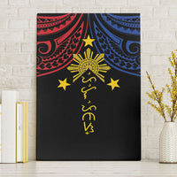 Philippines Heritage Canvas Wall Art Baybayin Philipinas Sun LT7 Without Frame Black - Polynesian Pride