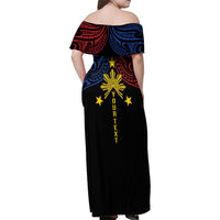 Philippines Heritage Personalized Family Matching Off Shoulder Maxi Dress and Hawaiian Shirt Baybayin Philipinas Sun