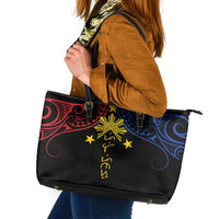 Philippines Heritage Leather Tote Bag Baybayin Philipinas Sun LT7 Black - Polynesian Pride