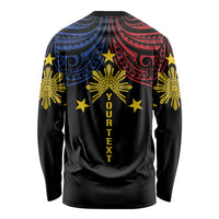 Philippines Heritage Personalized Long Sleeve Shirt Baybayin Philipinas Sun LT7 - Polynesian Pride