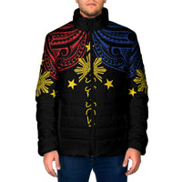 Philippines Heritage Personalized Padded Jacket Baybayin Philipinas Sun LT7 Men Black - Polynesian Pride