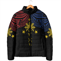 Philippines Heritage Personalized Padded Jacket Baybayin Philipinas Sun LT7 - Polynesian Pride
