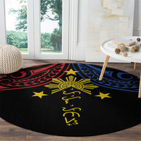 Philippines Heritage Round Carpet Baybayin Philipinas Sun LT7 - Polynesian Pride