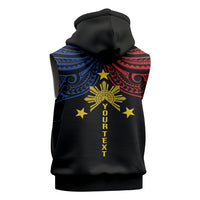 Philippines Heritage Personalized Sleeveless Hoodie Baybayin Philipinas Sun LT7 - Polynesian Pride