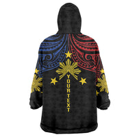 Philippines Heritage Personalized Wearable Blanket Hoodie Baybayin Philipinas Sun LT7 - Polynesian Pride