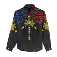 Philippines Heritage Personalized Women Casual Shirt Baybayin Philipinas Sun LT7 - Polynesian Pride