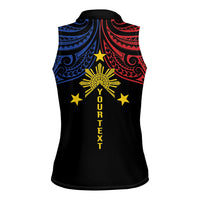 Philippines Heritage Personalized Women Sleeveless Polo Shirt Baybayin Philipinas Sun LT7 - Polynesian Pride