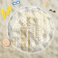Samoa Lotu Tamaiti Mamanu Siapo Beach Blanket Golden Plumeria LT7 One Size 150cm Gold - Polynesian Pride