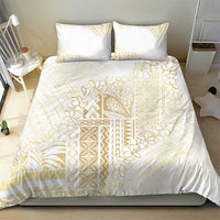 Samoa Lotu Tamaiti Mamanu Siapo Bedding Set Golden Plumeria - Polynesian Pride
