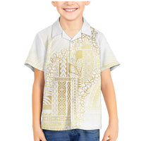 Samoa Lotu Tamaiti Mamanu Siapo Family Matching Mermaid Dress and Hawaiian Shirt Golden Plumeria - Polynesian Pride