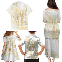 Samoa Lotu Tamaiti Mamanu Siapo Family Matching Puletasi and Hawaiian Shirt Golden Plumeria - Polynesian Pride