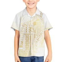 Samoa Lotu Tamaiti Mamanu Siapo Family Matching Summer Maxi Dress and Hawaiian Shirt Golden Plumeria - Polynesian Pride