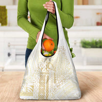 Samoa Lotu Tamaiti Mamanu Siapo Grocery Bag Golden Plumeria LT7 - Polynesian Pride