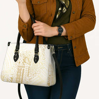 Samoa Lotu Tamaiti Mamanu Siapo Leather Bag Golden Plumeria - Polynesian Pride