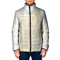 Samoa Lotu Tamaiti Mamanu Siapo Padded Jacket Golden Plumeria LT7 Men Gold - Polynesian Pride