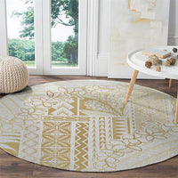 Samoa Lotu Tamaiti Mamanu Siapo Round Carpet Golden Plumeria - Polynesian Pride