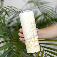 Samoa Lotu Tamaiti Mamanu Siapo Skinny Tumbler Golden Plumeria - Polynesian Pride