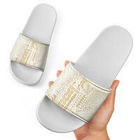 Samoa Lotu Tamaiti Mamanu Siapo Slide Sandals Golden Plumeria - Polynesian Pride
