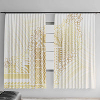 Samoa Lotu Tamaiti Mamanu Siapo Window Curtain Golden Plumeria - Polynesian Pride