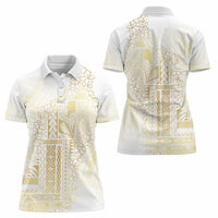 Samoa Lotu Tamaiti Mamanu Siapo Women Polo Shirt Golden Plumeria - Polynesian Pride
