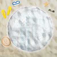 Samoa Lotu Tamaiti Mamanu Siapo Beach Blanket Off White Plumeria LT7 One Size 150cm Baby Blue - Polynesian Pride