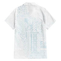 Samoa Lotu Tamaiti Mamanu Siapo Family Matching Off Shoulder Short Dress and Hawaiian Shirt Off White Plumeria - Polynesian Pride