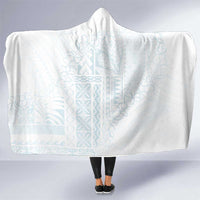 Samoa Lotu Tamaiti Mamanu Siapo Hooded Blanket Off White Plumeria LT7 One Size Baby Blue - Polynesian Pride
