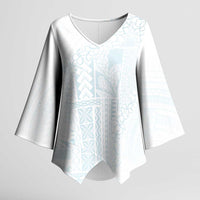 Samoa Lotu Tamaiti Mamanu Siapo Kimono Sleeve Blouse Off White Plumeria LT7 Female Baby Blue - Polynesian Pride