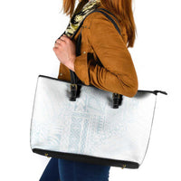 Samoa Lotu Tamaiti Mamanu Siapo Leather Tote Bag Off White Plumeria - Polynesian Pride