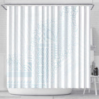 Samoa Lotu Tamaiti Mamanu Siapo Shower Curtain Off White Plumeria - Polynesian Pride