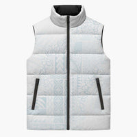 Samoa Lotu Tamaiti Mamanu Siapo Sleeveless Puffer Jacket Off White Plumeria LT7 Unisex Baby Blue - Polynesian Pride