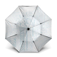 Samoa Lotu Tamaiti Mamanu Siapo Umbrella Off White Plumeria LT7 One Size Folded 11.42 inch Opened Diameter 37.4 inch Baby Blue - Polynesian Pride